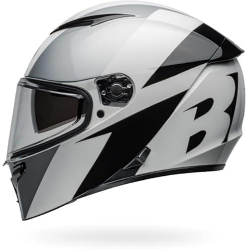 Bell Lithium Shear Gloss ECE6 – Motorcycle Helmet ECE 22.06 Certified – Helmet with Sun Visor – Polycarbonate Shell – Removable Liner – Adjustable Fit – Silver/White, Size: M