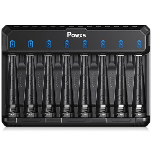 POWXS AA AAA Akku Ladegerät für NIMH/NICD/Lithium/Li-ion AA AAA 1.2V 1.5V Akku, 8-Ladeplatz Wiederaufladbare Universal Schnell Batterie Ladegerät mit LED Anzeige & mit USB-C Eingang POWXS AA AAA Akku Ladegerät für NIMH/NICD/Lithium/Li-ion AA AAA 1.2V 1.5V Akku, 8-Ladeplatz Wiederaufladbare Universal Schnell Batterie Ladegerät mit LED Anzeige & mit USB-C Eingang