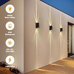 LED Aussenlampe Wand, LED Wandleuchte Aussen 6W, Außenbeleuchtung Wasserdicht IP65 Wandlampe Aussen Warmweiß 3000K Up Down Kleine Aluminium für Inner Hauswand Flur Terrasse, Schwarz 2 PCS – Bild 2