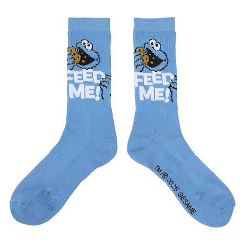 Bioworld Sesame Street Cookie Monster Men's 3-Pair Pack Athletic Crew Socks3