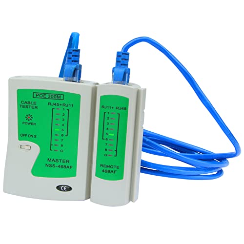 Image of Brileine RJ45 Network Cable Tester with Mini Wire Stripper, Ethernet Cable Tester Tool for RJ11 /RJ12 /RJ45, Cat5e /Cat6 /Cat7, POE Test, Continuity & Short Circuit Detector (Battery Not Included)