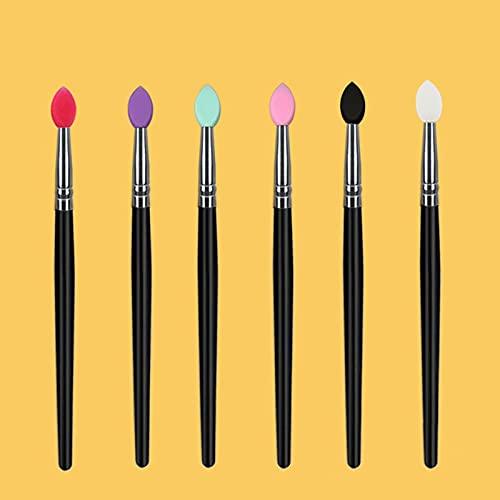 Silicone Eyeshadow Brushes Set, BYVUTE Colorful Heads Eyeliner Blending Professional Makeup Brush Set, 6 Essential Eye Makeup Brushes Kits, Eye Shadow Brushes