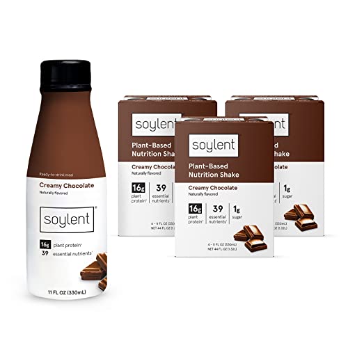 Soylent Creamy Chocolate Meal Replacement Shake, Contains 16G Complete Vegan Protein, Ready-To-Drink, 11Oz, 12 Pack #TOP21