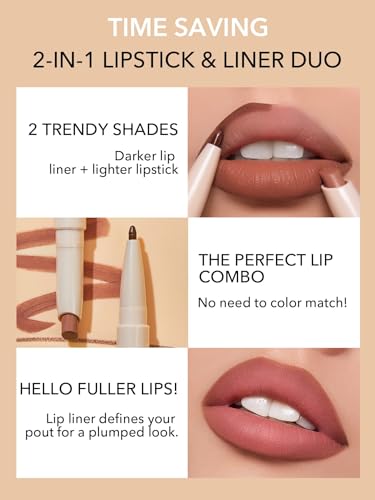 Image of SHEGLAM 2 In 1 Matte Lip Liner and Long Lasting Lipstick Set Makeup-Praline Pie