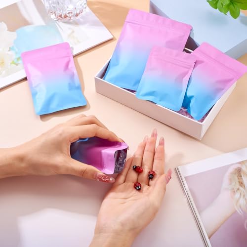 FASHEWELRY 100 Pcs Sealed Zip Lock Bags Gradient Rectangle Plastic Storage Bags Small Zipper Baggies for Storage Jewelry, Small Bussiness Packaging Supplies (Pearl Pink) - Thumbnail 6