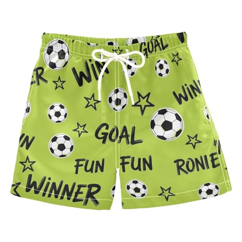 KEEPREAL Green Soccer Fun Boys Swim Trunks Quick Dry Stretchy