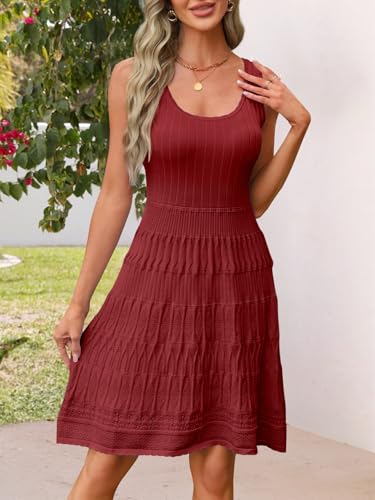 MEROKEETY Women's Summer Sleeveless Mini Dress 2025 Casual Crewneck Crochet A Line Flowy Tank Sundress2