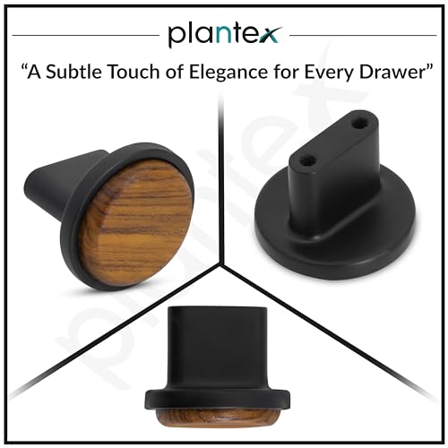 Image of Plantex Knobs for Drawer /Round Drawer Knobs /Knobs for Cabinets /Pull-Push Knobs for Kitchen /Bedroom Drawer - Pack of 2 (Small, Black & Wood)