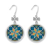 Blau-orange Marokko abstrakte Blume Schleife Ohrringe Tropfen Ohrstecker Haken