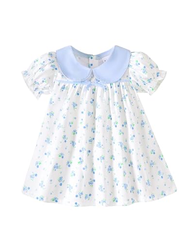 Image of Kucnuzki Baby Girl Clothes Cute Spring Summer Sun Dresses Toddler Casual Puff Sleeve Floral Dress Girls Summer Outfits