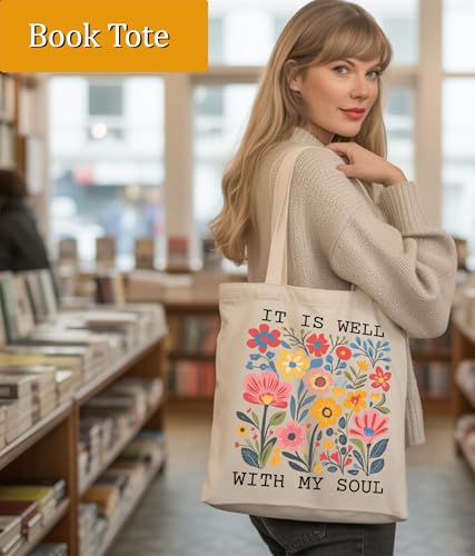 Image of Aesthetic Christian Gifts Tote Bag for Church, Religious Tote Bag for Bible Study, Medium Size with Inner Pocket
