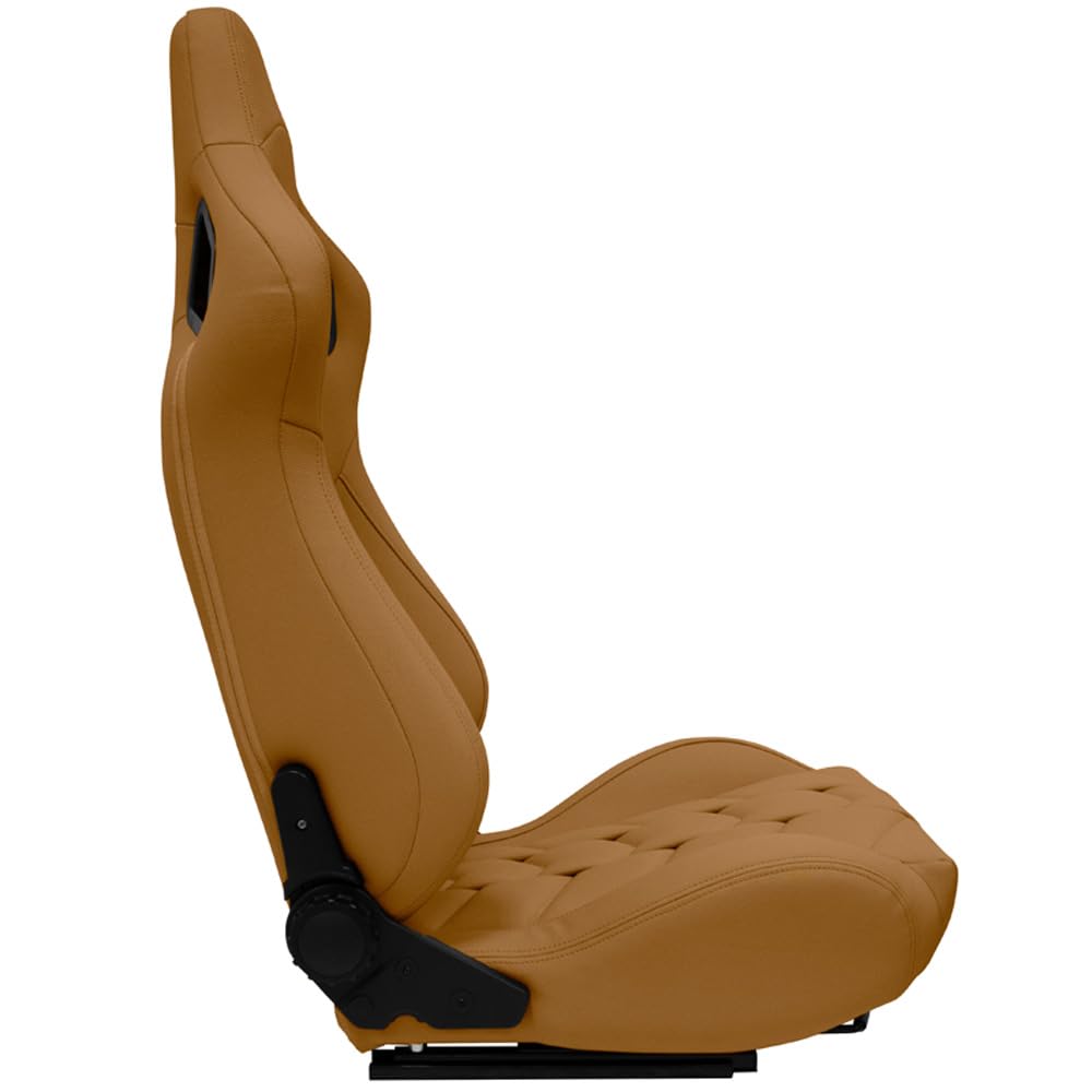 AutoStyle Siège baquet 'GK' - Beige Simili Cuir - Dossier réglable - incl. glissières