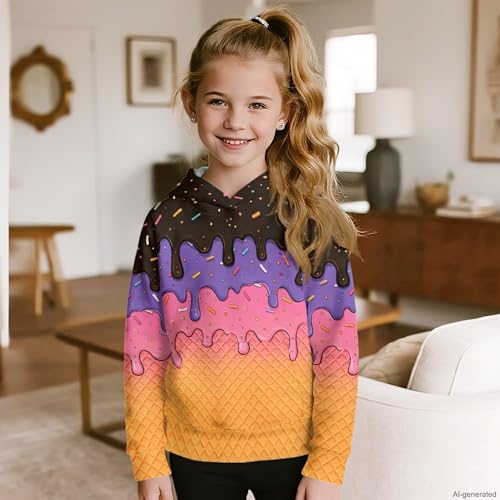 Image of Coloranimal Unisex Girls and Boys Long Sleeve Hoodies Hoody Athletic Pullover Sweatshirts Tops Age 6-16year