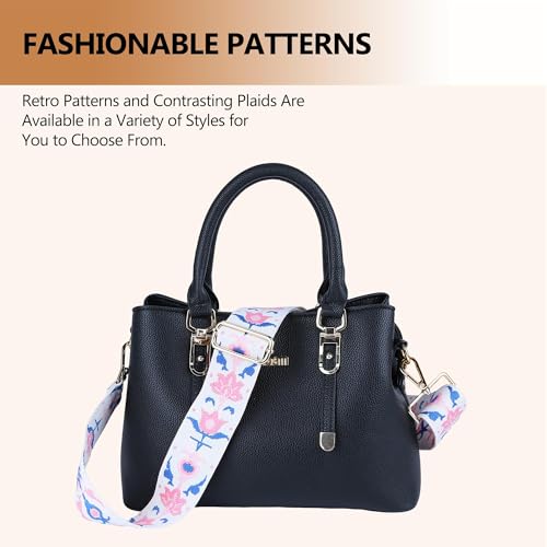 Image of Purse Strap, Adjustable Embroidery Flower 2 Inch Wide Purse Straps Replacement Crossbody for Women