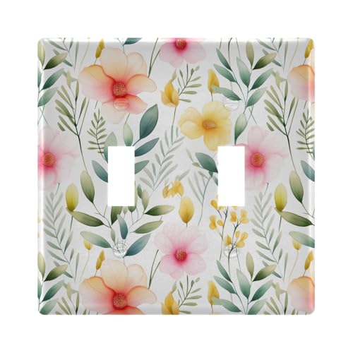 UMIRIKO Pink Yellow Flower Light Switch Cover Plate Covers Decorative Double Toggle Home Decor 202b3353