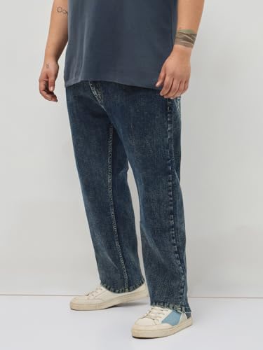 Image of Urbano Plus Men's Regular Fit Heavy Washed Denim Jeans Stretchable