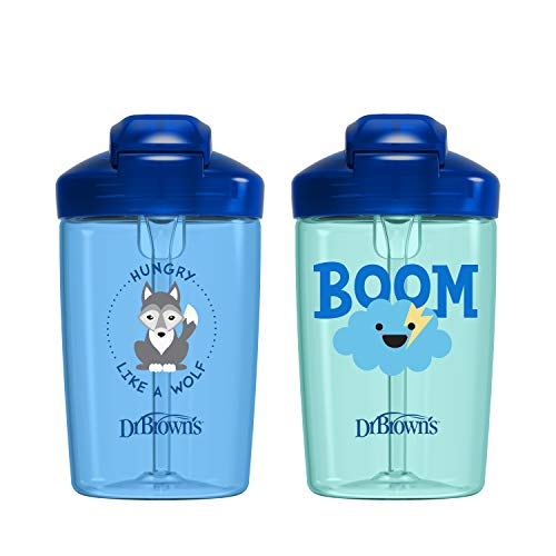 Image of Dr. Brown’s Milestones Sippy Cup with Straw, Blue, 12oz, 2 Pack, 12m+