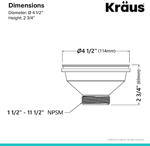 Kraus PST1-BL Kitchen Sink Strainer Drain, Black