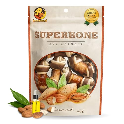 Foodie Puppies Superbone All Natural Chicken Knotted Dog Treat, 7 in 1 (Almond Oil) | Highly-Digestible Training Chew Treat | Healthy and Tasty Snack Suitable for All Breeds of Dogs