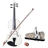 Ktaxon Violin for Beginners Students, 4/4 Full Size Acoustic Violins Kit with Case,Bow, Rosin, Adults Teens Learners (White)
