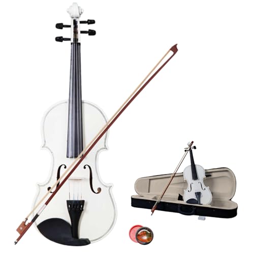Ktaxon Violin for Beginners Students, 4/4 Full Size Acoustic Violins Kit with Case,Bow, Rosin, Adults Teens Learners (White)