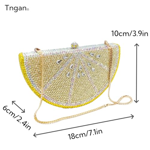 Image of Women Cute Fruit Evening Clutch Sparkling Rhinestones Purse Crystal Banquet Prom Shoulder Bag