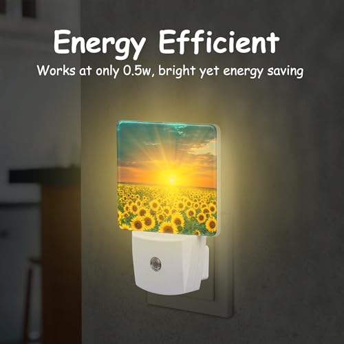 Image of Night Light for Kids Girls Boys,Sunflower Fields During Sunset LED Night Light Plug into Wall with Dusk to Dawn Sensor for Room Decor,Hallway,Kitchen,Bathroom,Nursery,Stairs