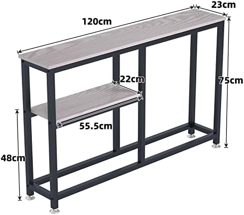 SogesHome Console Table Hallway Entryway Table with Open Storage Shelf Living Room Bedroom Desk Storage Furniture Shelves,120 x 23 x 75 cm, SH-DX-122-GY