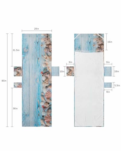 Blue Coastal Nautical Beach Lounge Chair Towel Cover, Soft Chaise Lounge Towel with Side Pockets Patio Pool Chairs Cover for Beach/Pool Sunbathing 29x85 Summer Beach Starfish Wooden