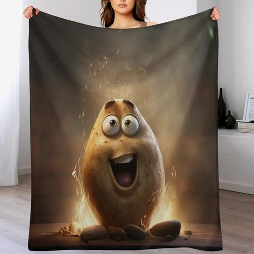 Gemüse Potatoes Decke Flauschig Weich Und Warme Fleecedecke Für Bett Couch, Decke Flannel Decke Als Sofadecke Wohndecke Oder Tagesdecke, （100×130cm）