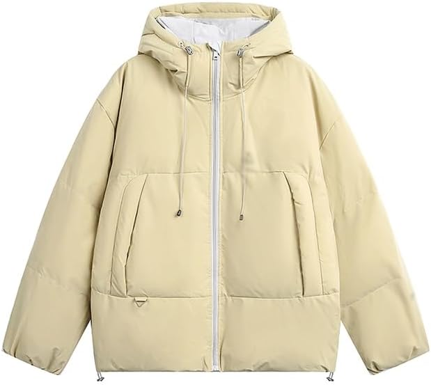 Casual Hooded Cotton Padded Jacket Men Women Short Thick Coat for Winter Warmth