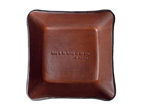 Brown Leather Third Anniversary Valet Tray - Timeless St. Augustine Love Quote - Handcrafted in The USA