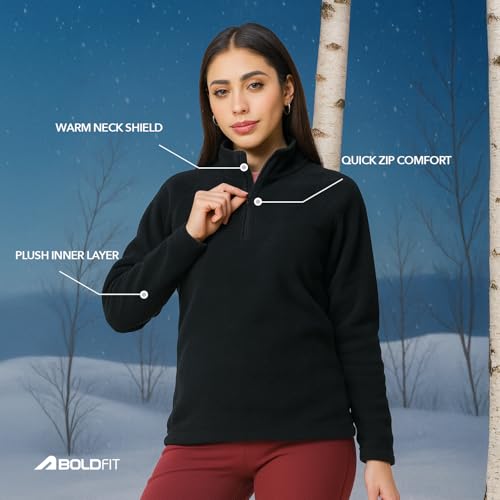 Image of Boldfit Women Polyester High Neck Winter Sweatshirt, Stylish & Warm Full Sleeve Pullover Jacket, Ultra-Soft Fabric, Tailored Fit, Cozy, Sweatshirts for Cold Weather