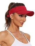 Century Star Visors for Women Mens Sun Visor Hats Sports Outdoor Tennis Running Adjustable Beach Cap Sun Protection Red One Size