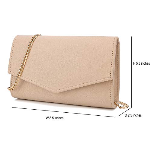 Ixebella Women Evening Bag Dressy Clutch Handbag Faux Suede Purse For Wedding (Beige) #TOP6