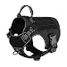 ICEFANG Small Tactical Dog Harness,K9 Working Dog Vest,No Pulling Front Leash Clip D-Ring, Metal Buckle, Hook and Loop Fastener Sticky Back for Dog Patch (S (22"-27" Girth), BK-Metal Buckle)