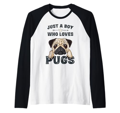 Love Pugs Tshirt Funny Cute Pug Lover Saying Gift for Boys Manche Raglan