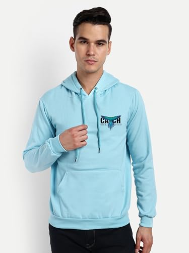 Sweat à capuche imprimé unisexe bleu pull regular avec cordon de serrage