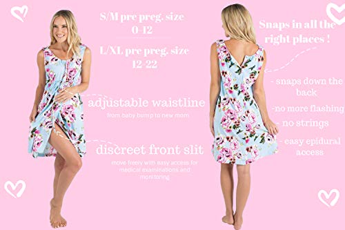 3 in 1 Labor / Delivery / Nursing Hospital Gown Baby Be Mine Maternity,, Hospital Bag Must Have (S/M, Isla) - Thumbnail 3