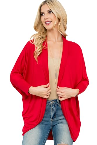 Image of Classic Long Sleeve Open Cardigan - Relaxed Lightweight Pocket Shawl Cardi Outerwear Buffalo Plaid Check, Floral, Solid