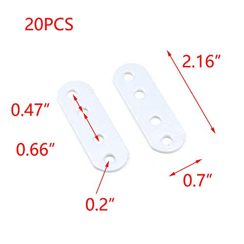 T Tulead White Straight Brackets Iron Flat Bracket Mending Plate Furniture Brace 2.16"x0.7" Repair Fixing Joint Pack of 20 with Mounting Screws