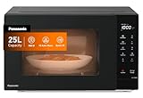 فرن ميكروويف صغير الحجم سعة 25 لتر من باناسونيك NN-ST34NB بقدرة 900 واط وفتح بالضغط بخاصية تذويب تلقائي وقفل امان للاطفال وتشغيل باللمس و30 وظيفة سريعة لون اسود بضمان لمدة عام