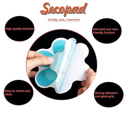 Image of Secopad 20 PCS Original Non Slip Bathtub Stickers, Shower Floor Non Slip Stickers Bright Flowers Appliques with Premium Scraper