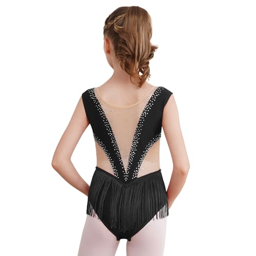 Inlzdz Enfant Fille Justaucorps Patinage Artistique Strass Sans Manches Leotard Body Danse Gym 5