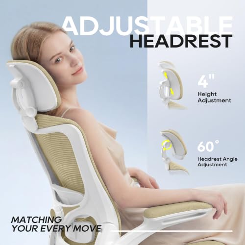 Image of Ergonomic Office Chair for Long Hours, Adjustable Padded Lumbar Support for Lower Back Relief, 330 lb Capacity, Comfortable Computer Desk Chair for Home Office, Work & Study