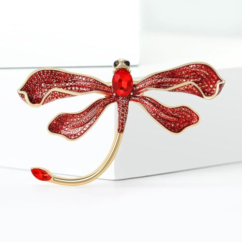 Image of Dragonfly Brooch and Pins for Women Enamel /Rhinestone Crystal Dragonfly Animals Brooches Jewelry for Mom Wife Elegant Dress Accessories Birthday Gifts
