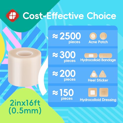Image of LIFARA Hydrocolloid Roll for Wound Care - Cut-to-Size, Hydrocolloid Patch Bandages with Self-Adhesive, Ultra Absorbent & Waterproof, First Aid Kit Essential (19.7mil / 0.5mm Thickness, 2in*16ft)