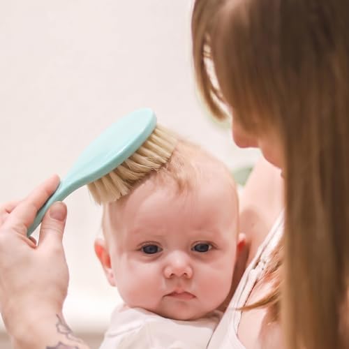 Cepillo y peine de celulosa suave Parcelona verde menta para niños 2