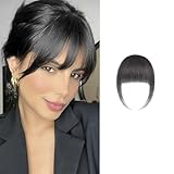 Gkaopi Flequillo Francés Postizo Pelo Natural Clip 100% Humano Cabello Flequillo Templo Extensión Hair Limpio Pieza Clip en el Cabello con Flequillos para Mujeres Uso Diario (Negro Natural)