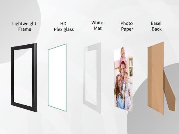 Miniatura 6 de Giftgarden Juego de 10 portarretratos de 4 x 6, mate a fotos de 3.5 x 5 con paspartú o fotos de 6 x 4 sin paspartú, marcos negros múltiples para